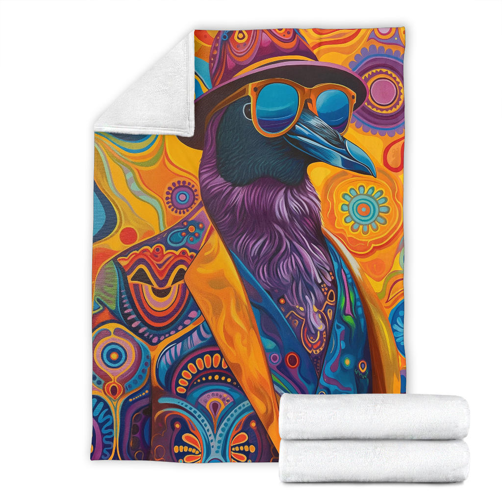 Penguin Blanket, Trippy Psychedelics Penguin Fleece Blanket, Penguin Throw Blanket, Penguin Gifts