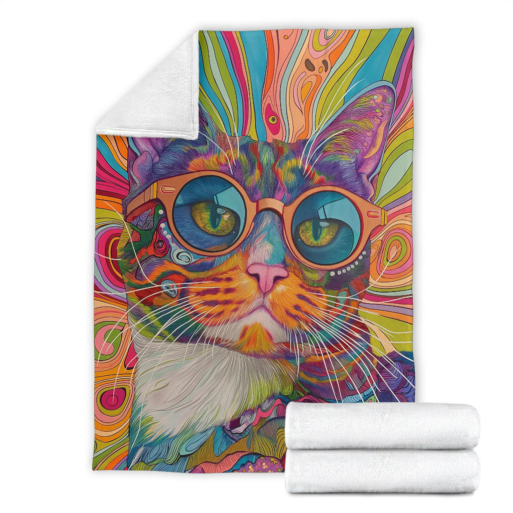 American Wirehair cat Blanket, Trippy Psychedelics American Wirehair cat Fleece Blanket, American Wirehair cat Throw Blanket, American Wirehair cat Gifts