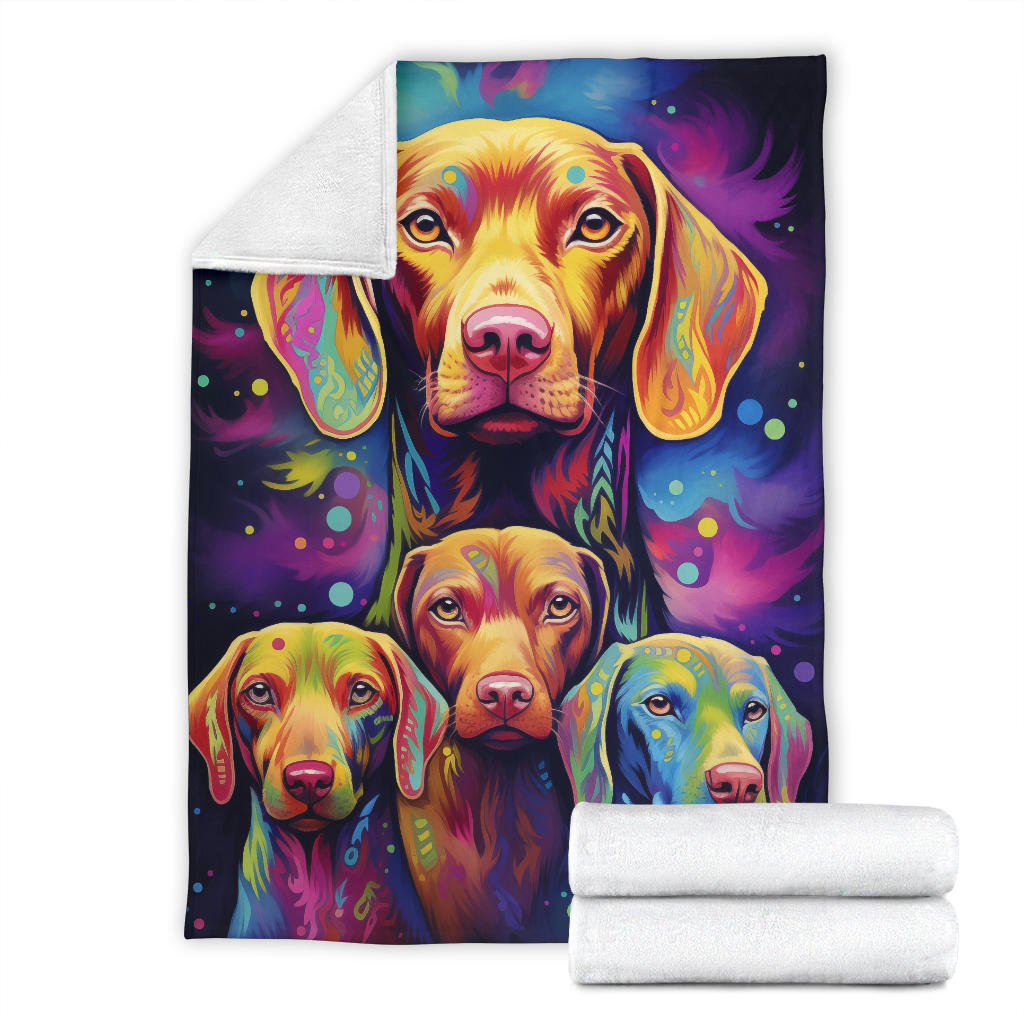 Vizsla Blanket, Trippy Psychedelics Vizsla Fleece Blanket, Vizsla Throw Blanket, Vizsla Gifts