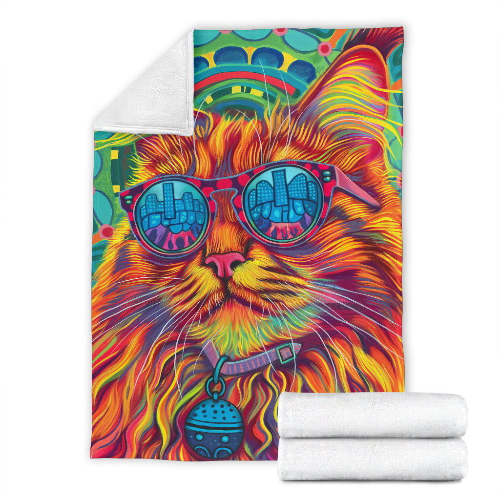 Maine Coon cat Blanket, Trippy Psychedelics Maine Coon cat Fleece Blanket, Maine Coon cat Throw Blanket, Maine Coon cat Gifts