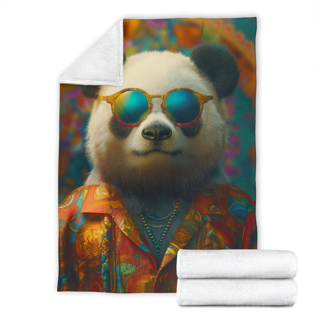 Panda Blanket, Trippy Psychedelics Panda Fleece Blanket, Panda Throw Blanket, Panda Gifts