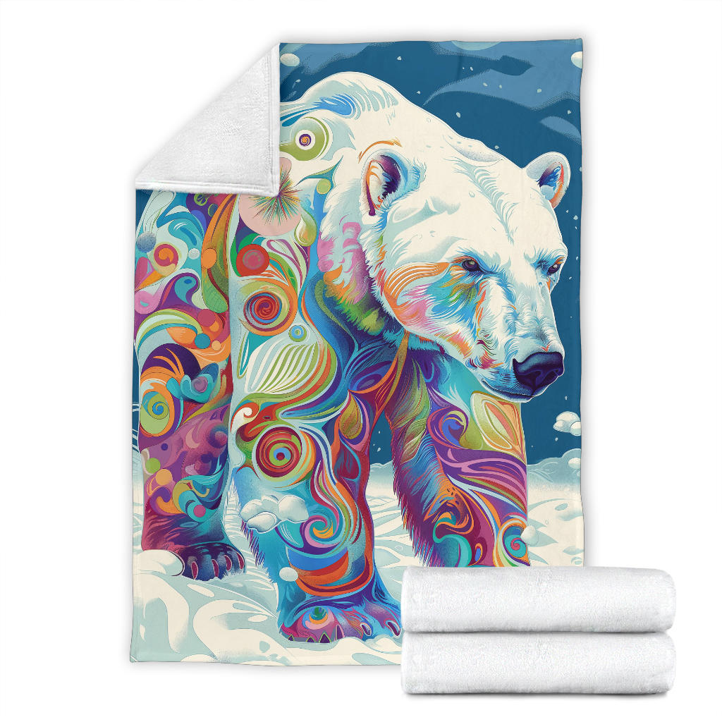 Polar Bear Blanket, Trippy Psychedelics Polar Bear Fleece Blanket, Polar Bear Throw Blanket, Polar Bear Gifts