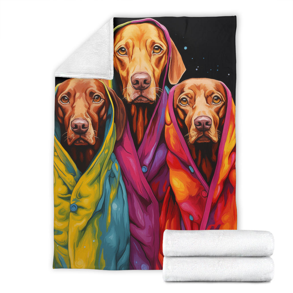 Vizsla Blanket, Trippy Psychedelics Vizsla Fleece Blanket, Vizsla Throw Blanket, Vizsla Gifts