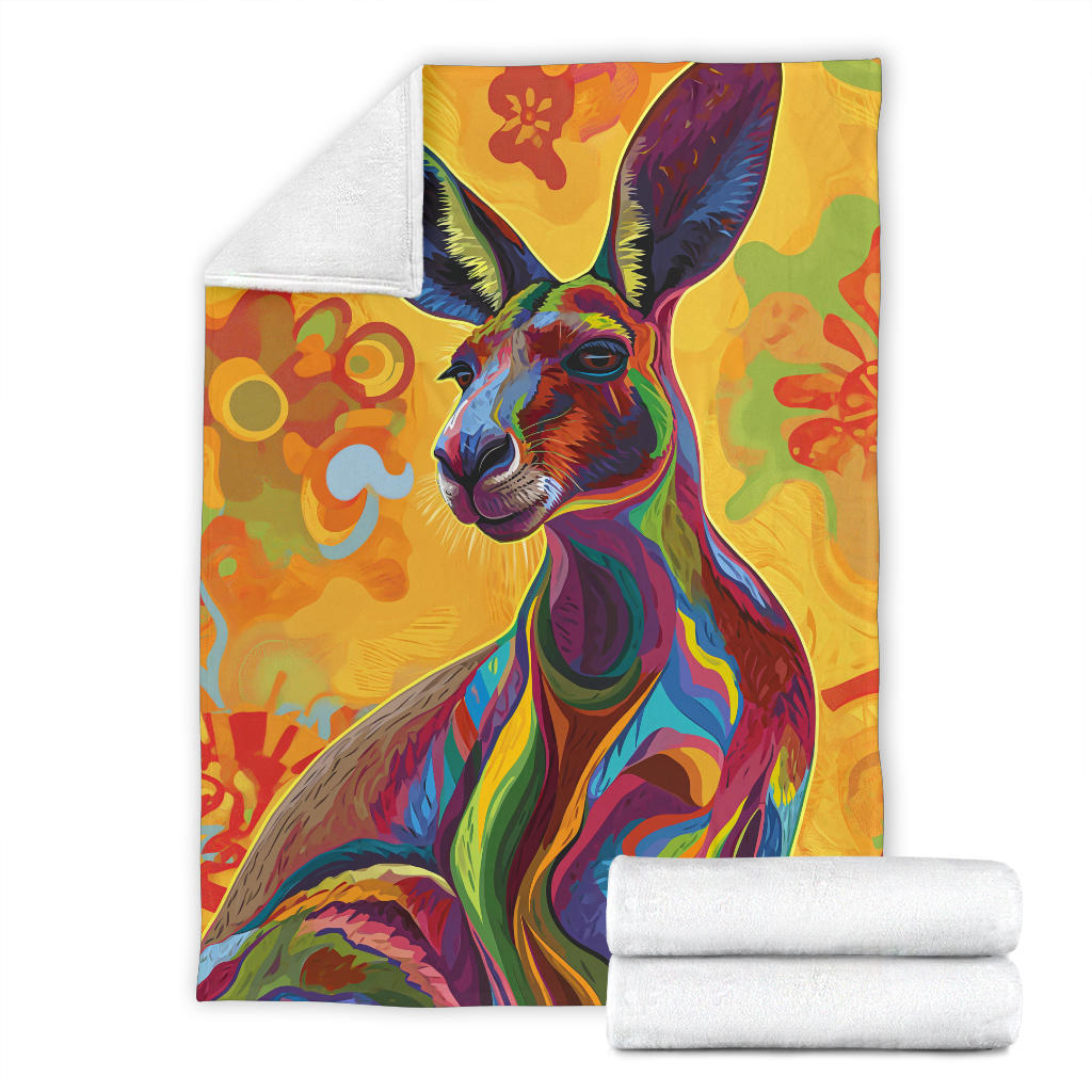 Kangaroo Blanket, Trippy Psychedelics Kangaroo Fleece Blanket, Kangaroo Throw Blanket, Kangaroo Gifts