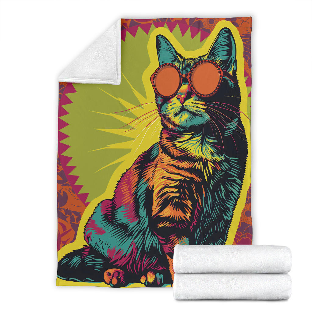 Manx cat Blanket, Trippy Psychedelics Manx cat Fleece Blanket, Manx cat Throw Blanket, Manx cat Gifts