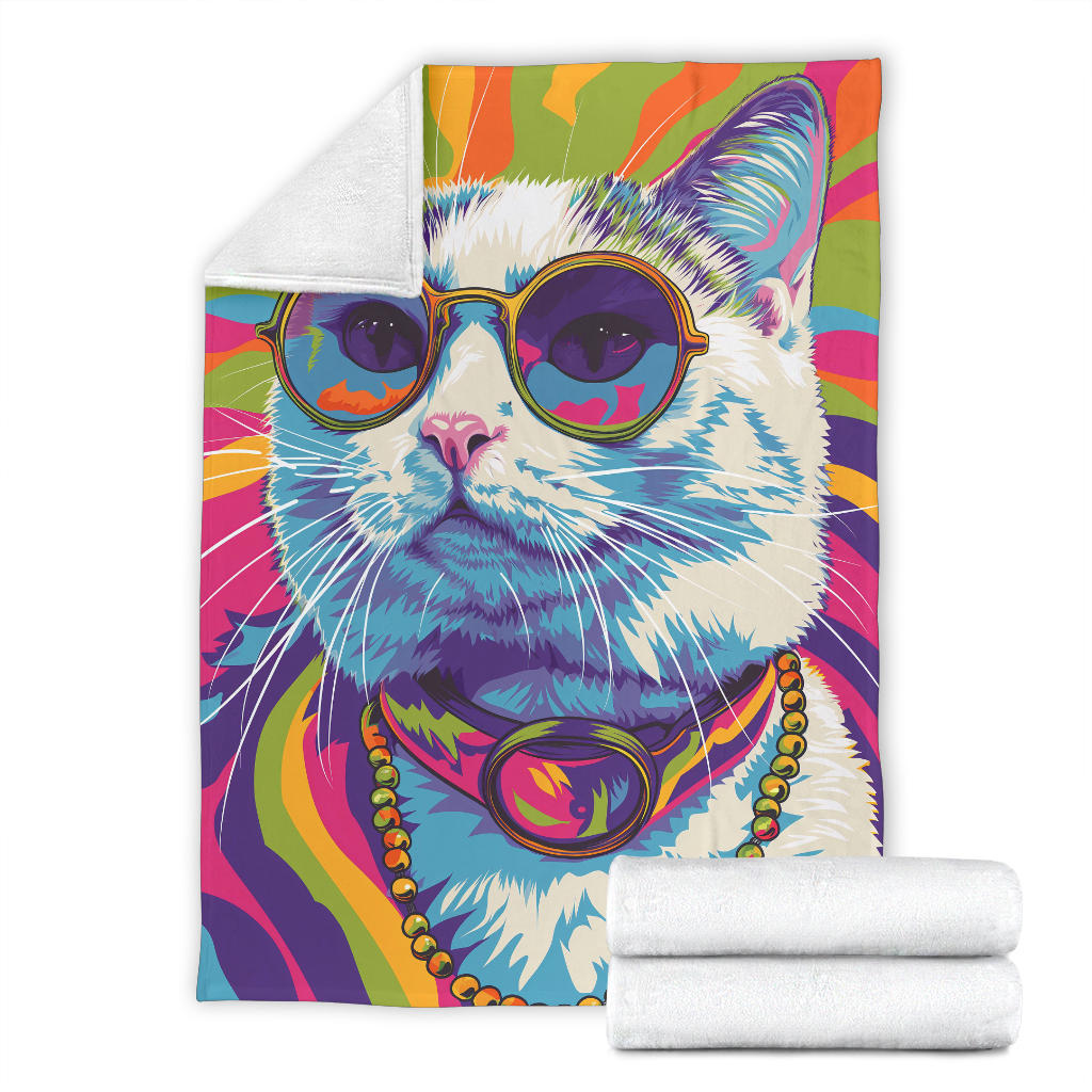 American Curl cat Blanket, Trippy Psychedelics American Curl cat Fleece Blanket, American Curl cat Throw Blanket, American Curl cat Gifts