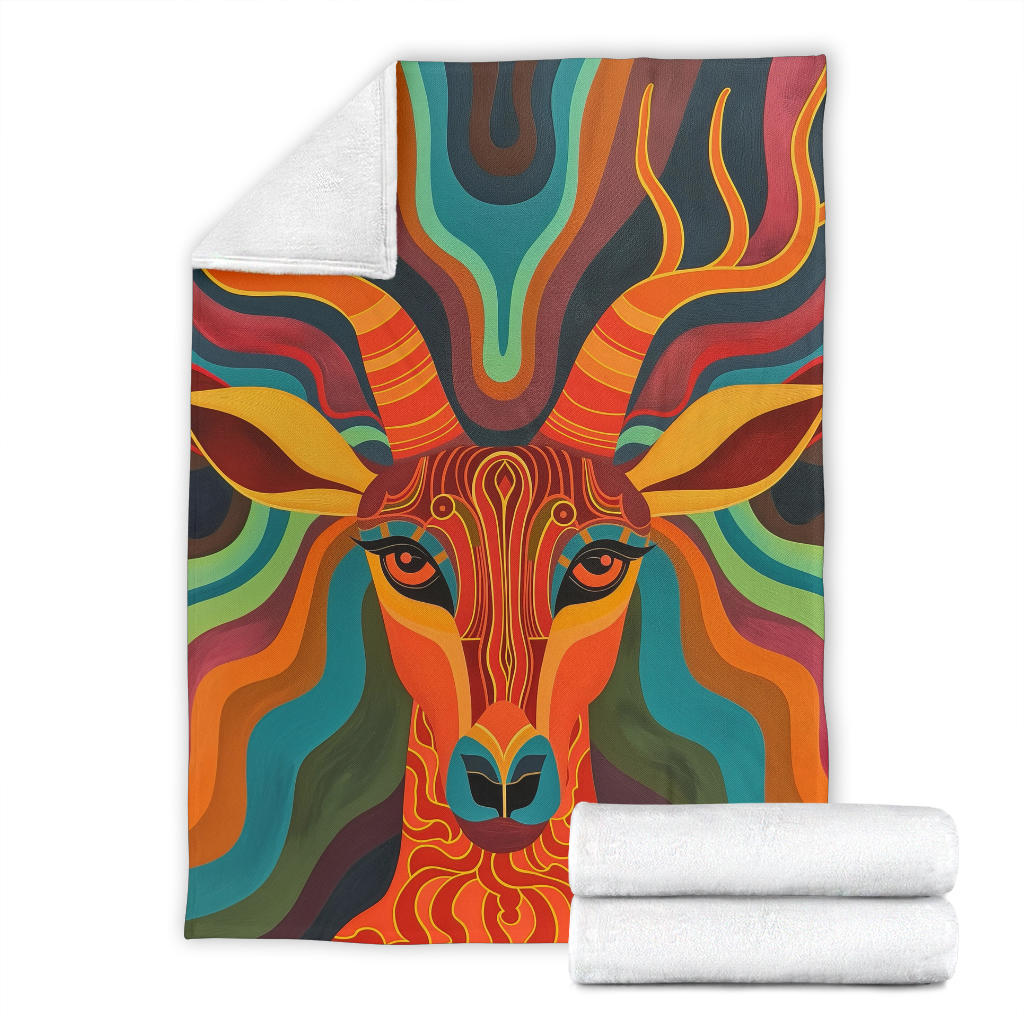 Antelope Blanket, Trippy Psychedelics Antelope Fleece Blanket, Antelope Throw Blanket, Antelope Gifts