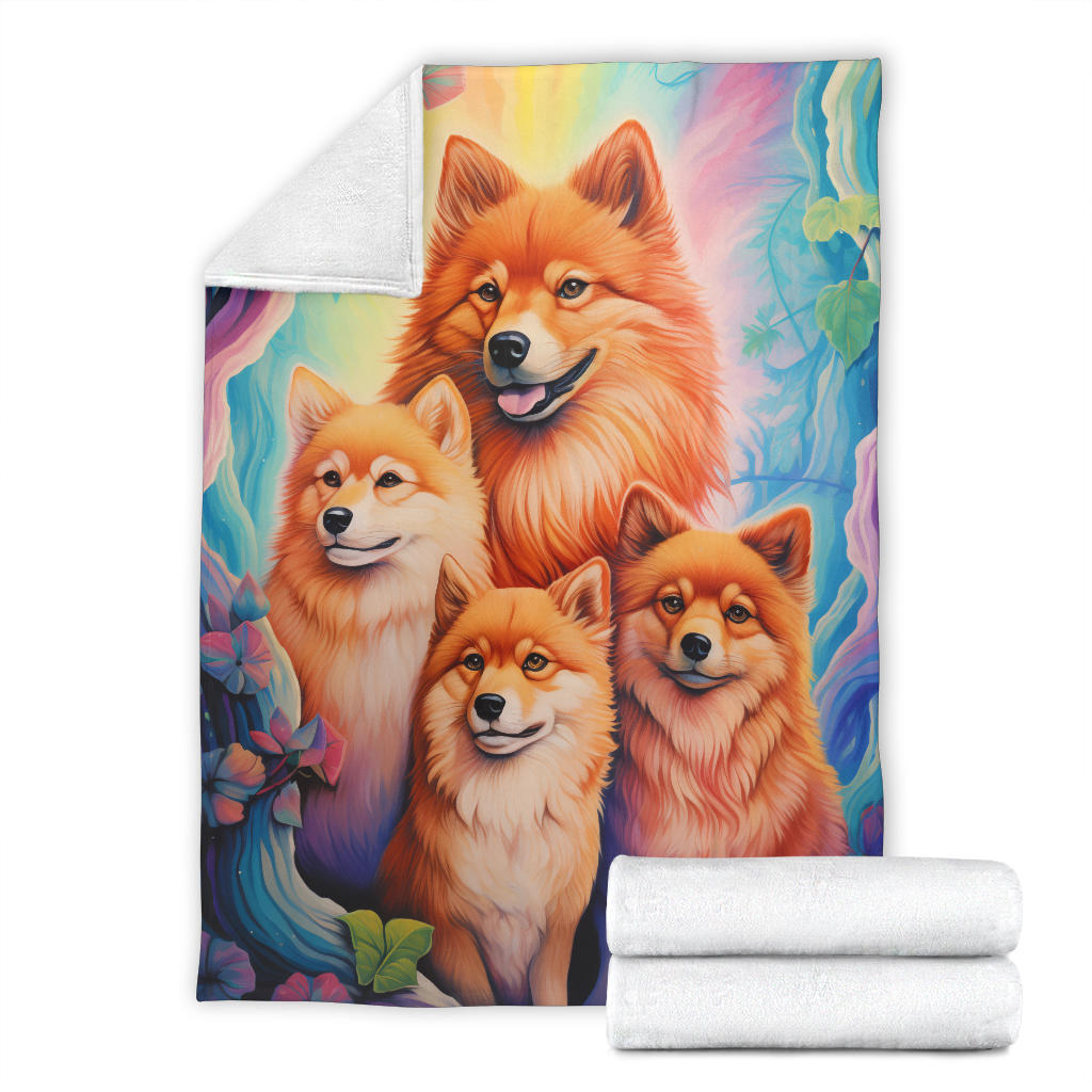 Finnish Spitz Blanket, Trippy Psychedelics Finnish Spitz Fleece Blanket, Finnish Spitz Throw Blanket, Finnish Spitz Gifts