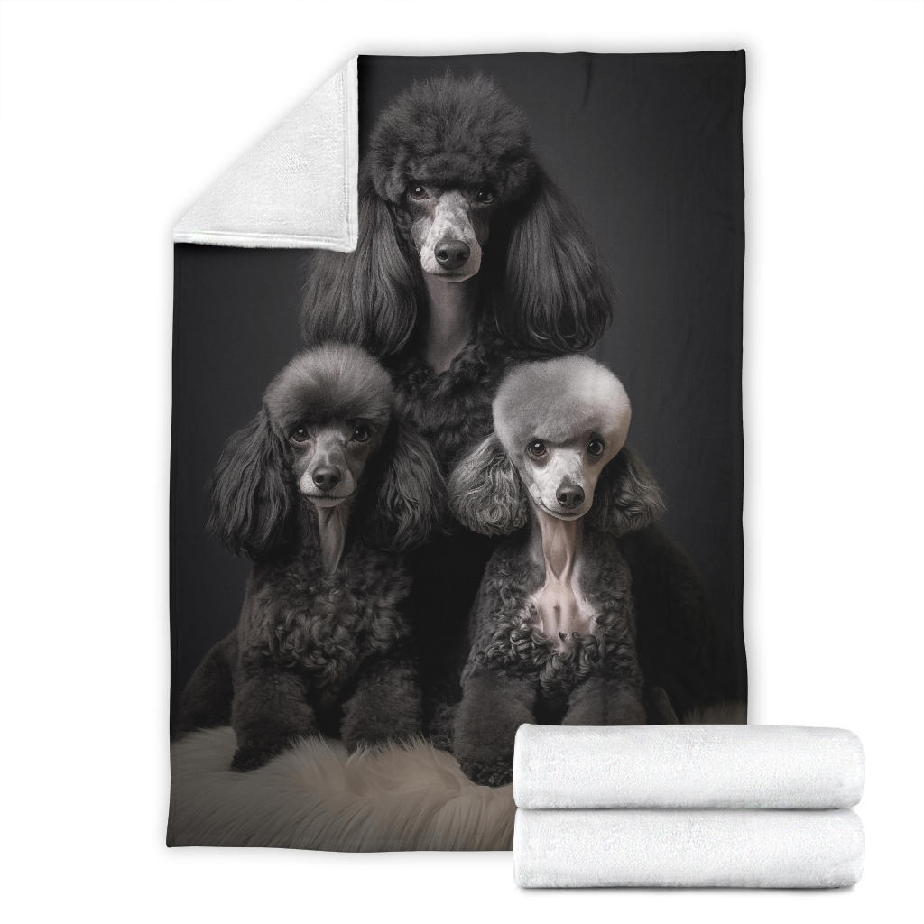 Poodle Family Blanket, Poodle Gifts, Poodle Fleece Blanket, Poodle Throw Blanket