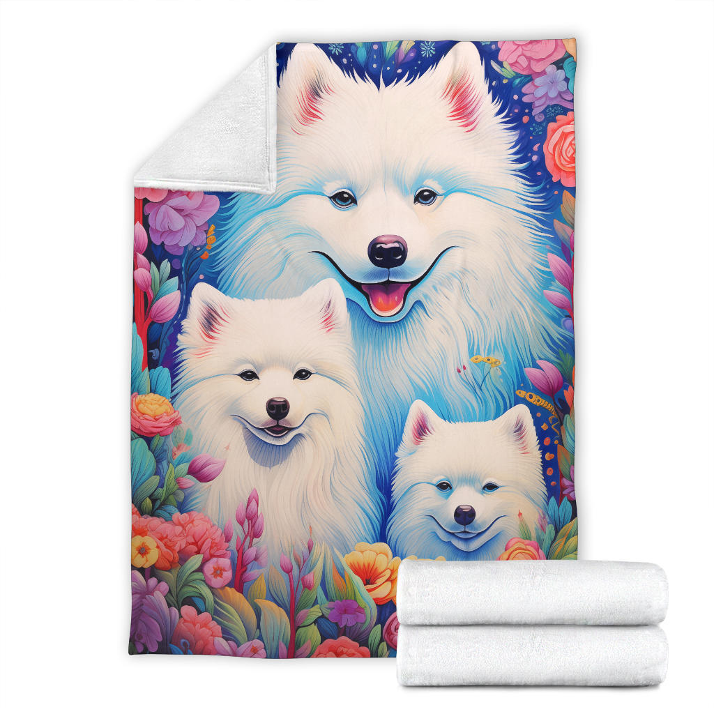 Samoyed Blanket, Trippy Psychedelics Samoyed Fleece Blanket, Samoyed Throw Blanket, Samoyed Gifts