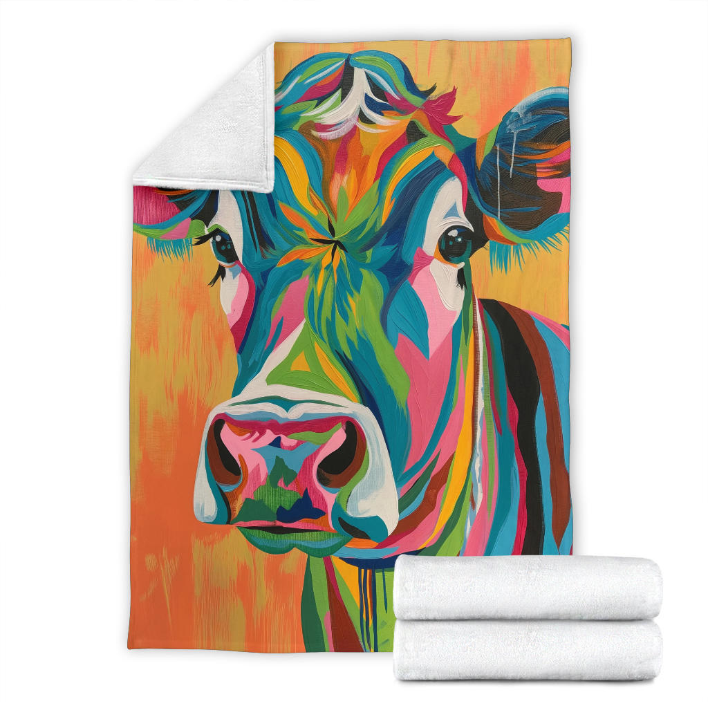 Cow Blanket, Trippy Psychedelics Cow Fleece Blanket, Cow Throw Blanket, Cow Gifts