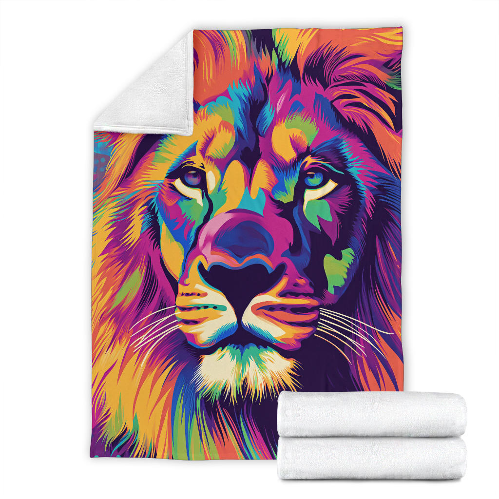 Lion Blanket, Trippy Psychedelics Lion Fleece Blanket, Lion Throw Blanket, Lion Gifts