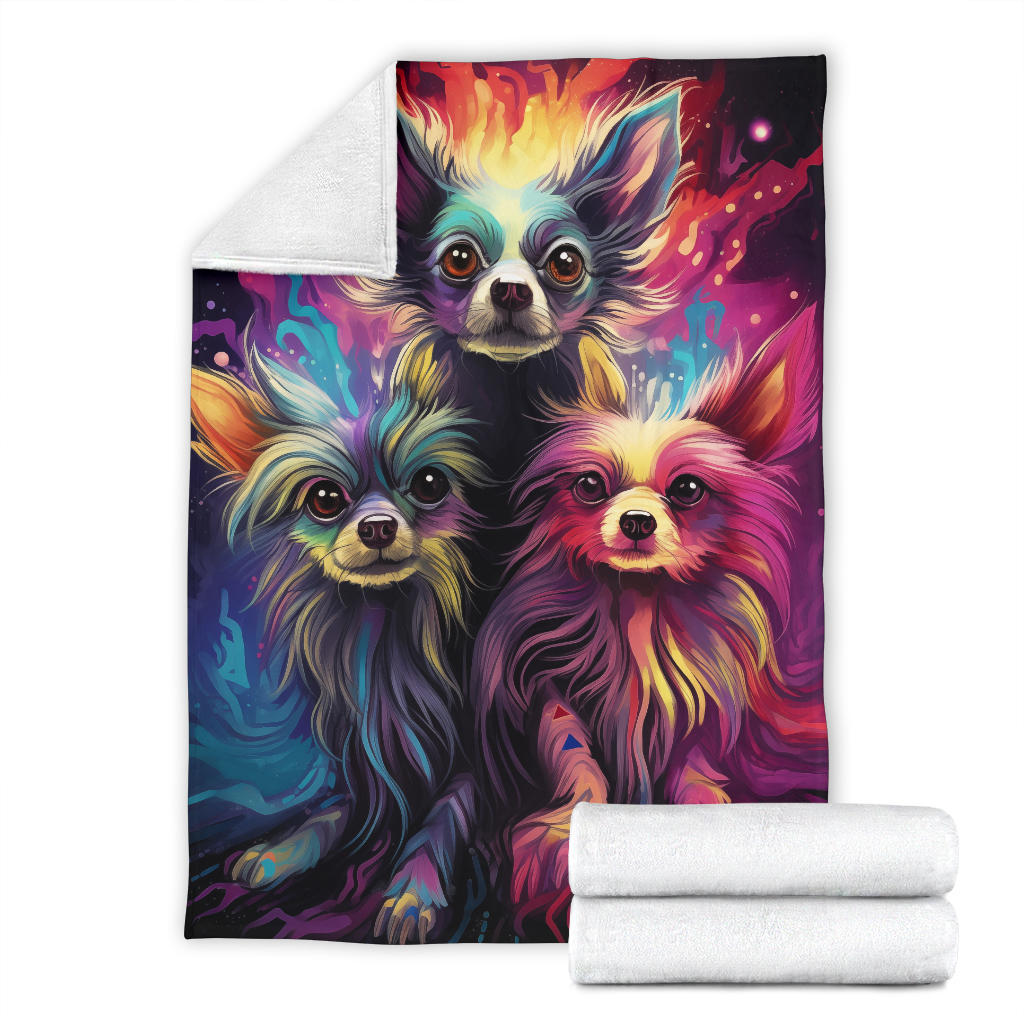 Chinese Crested Blanket, Trippy Psychedelics Chinese Crested Fleece Blanket, Chinese Crested Throw Blanket, Chinese Crested Gifts