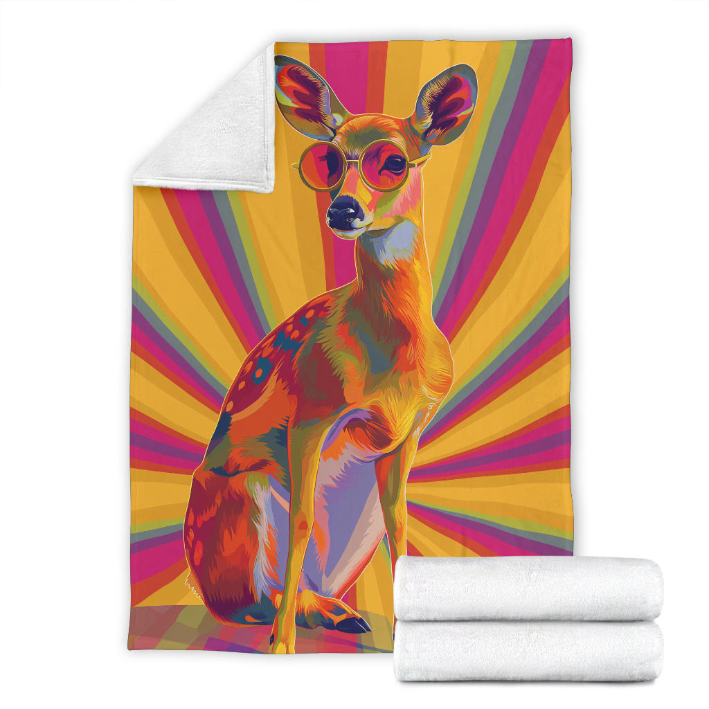 Deer Blanket, Trippy Psychedelics Deer Fleece Blanket, Deer Throw Blanket, Deer Gifts