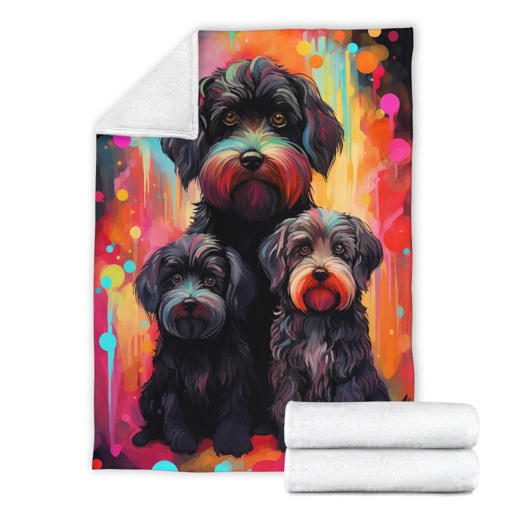 Black Russian Terrier Blanket, Trippy Psychedelics Black Russian Terrier Fleece Blanket, Black Russian Terrier Throw Blanket, Black Russian Terrier Gifts