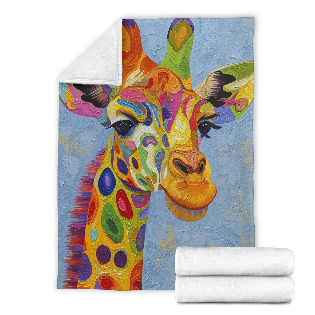 Giraffe Blanket, Trippy Psychedelics Giraffe Fleece Blanket, Giraffe Throw Blanket, Giraffe Gifts