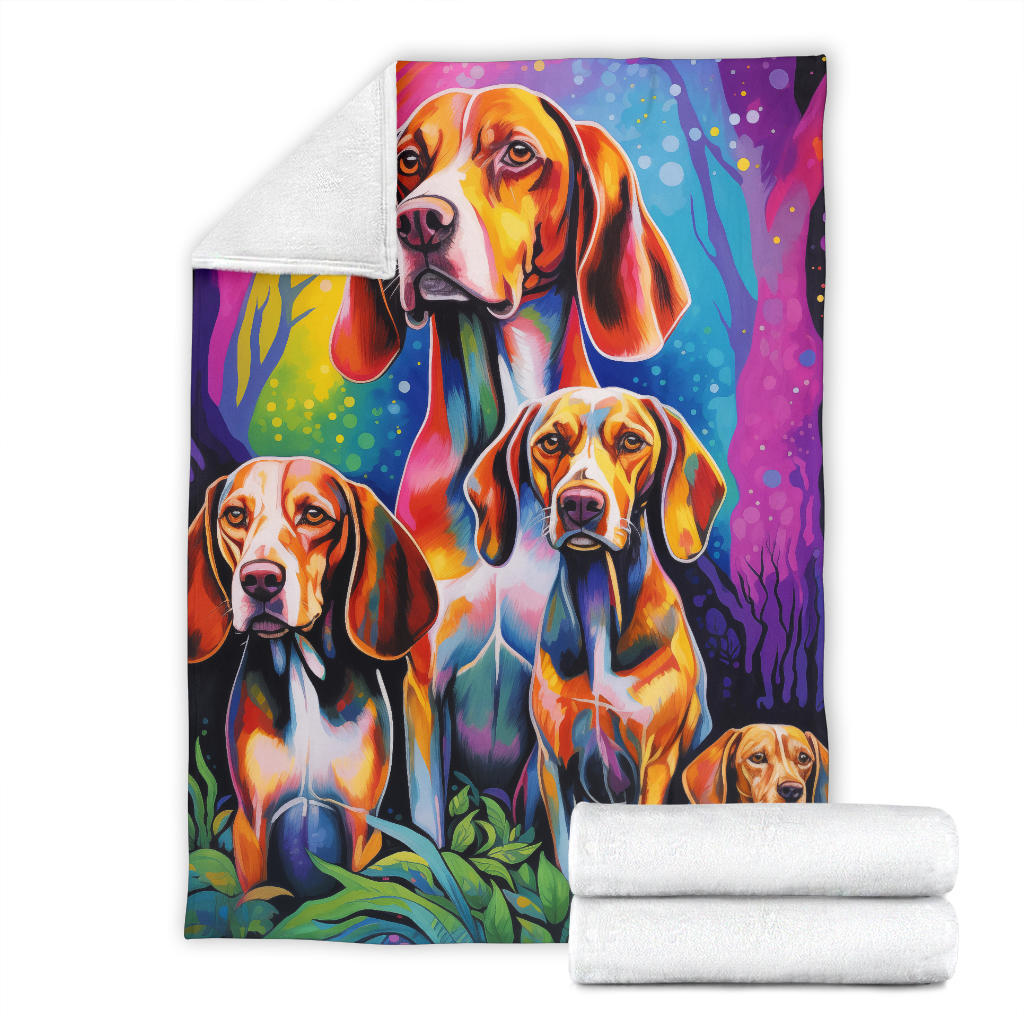 Treeing Walker Coonhound Blanket, Trippy Psychedelics Treeing Walker Coonhound Fleece Blanket, Treeing Walker Coonhound Throw Blanket, Treeing Walker Coonhound Gifts