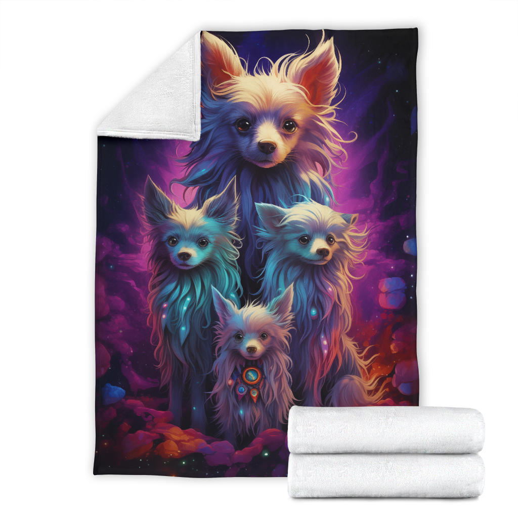 Chinese Crested Blanket, Trippy Psychedelics Chinese Crested Fleece Blanket, Chinese Crested Throw Blanket, Chinese Crested Gifts