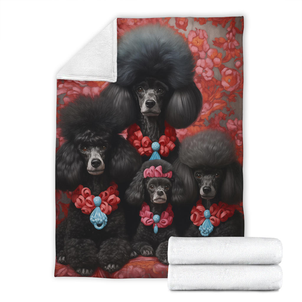 Poodle Family Blanket, Poodle Gifts, Poodle Fleece Blanket, Poodle Throw Blanket