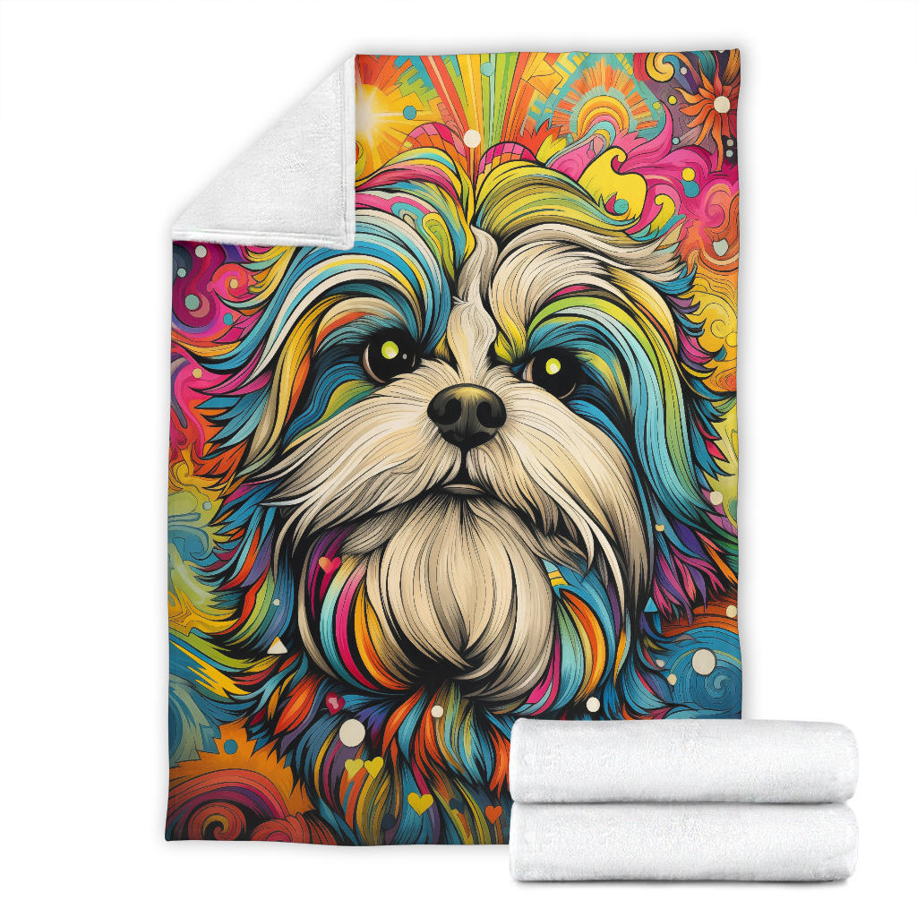 Shih Tzu Blanket, Shih Tzu Trippy Psychedelics Blanket, Shih Tzu Gifts, Shih Tzu Throw Blanket