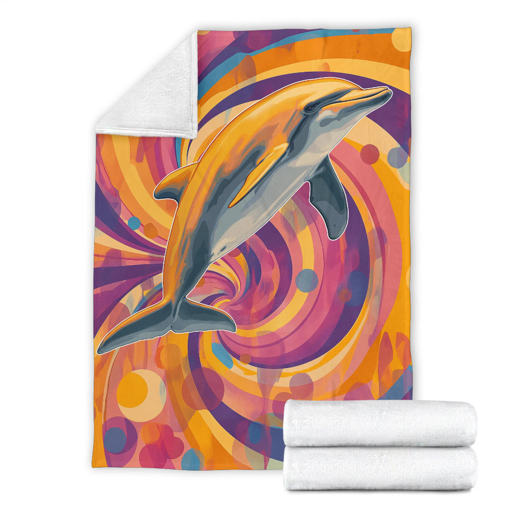 Dolphin Blanket, Trippy Psychedelics Dolphin Fleece Blanket, Dolphin Throw Blanket, Dolphin Gifts