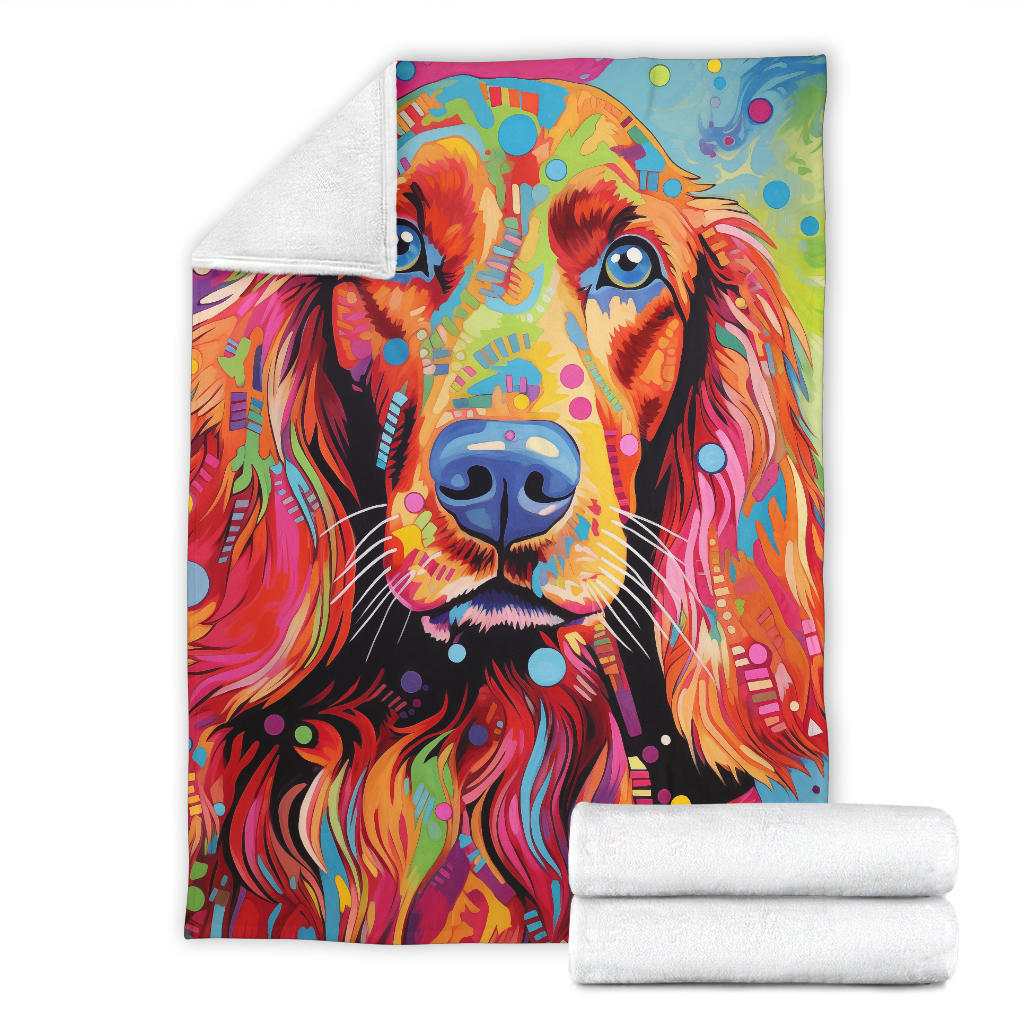 Irish Setter Blanket, Trippy Psychedelics Irish Setter Fleece Blanket, Irish Setter Throw Blanket, Irish Setter Gifts