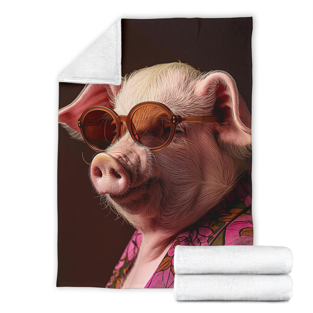 Pig Blanket, Trippy Psychedelics Pig Fleece Blanket, Pig Throw Blanket, Pig Gifts