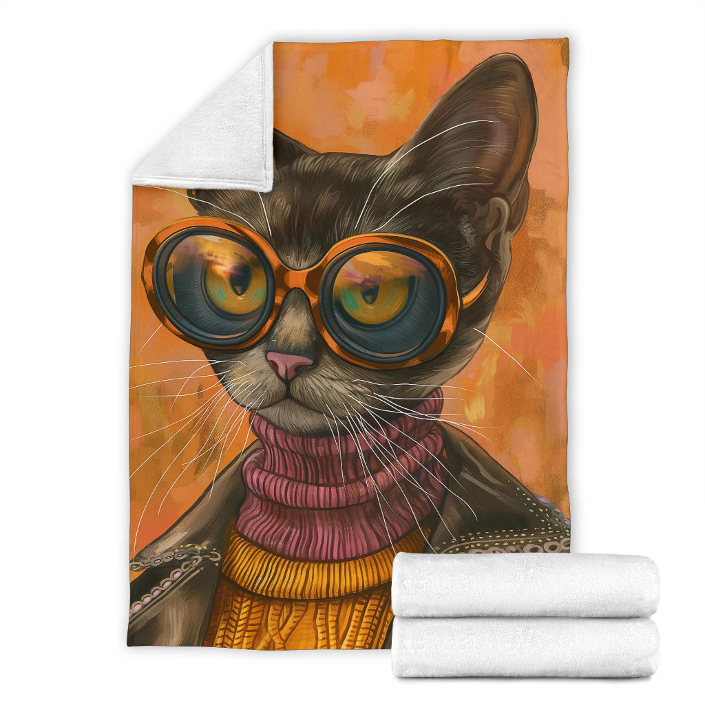 Pixie-bob Cat Blanket, Trippy Psychedelics Pixie-bob Cat Fleece Blanket, Pixie-bob Cat Throw Blanket, Pixie-bob Cat Gifts