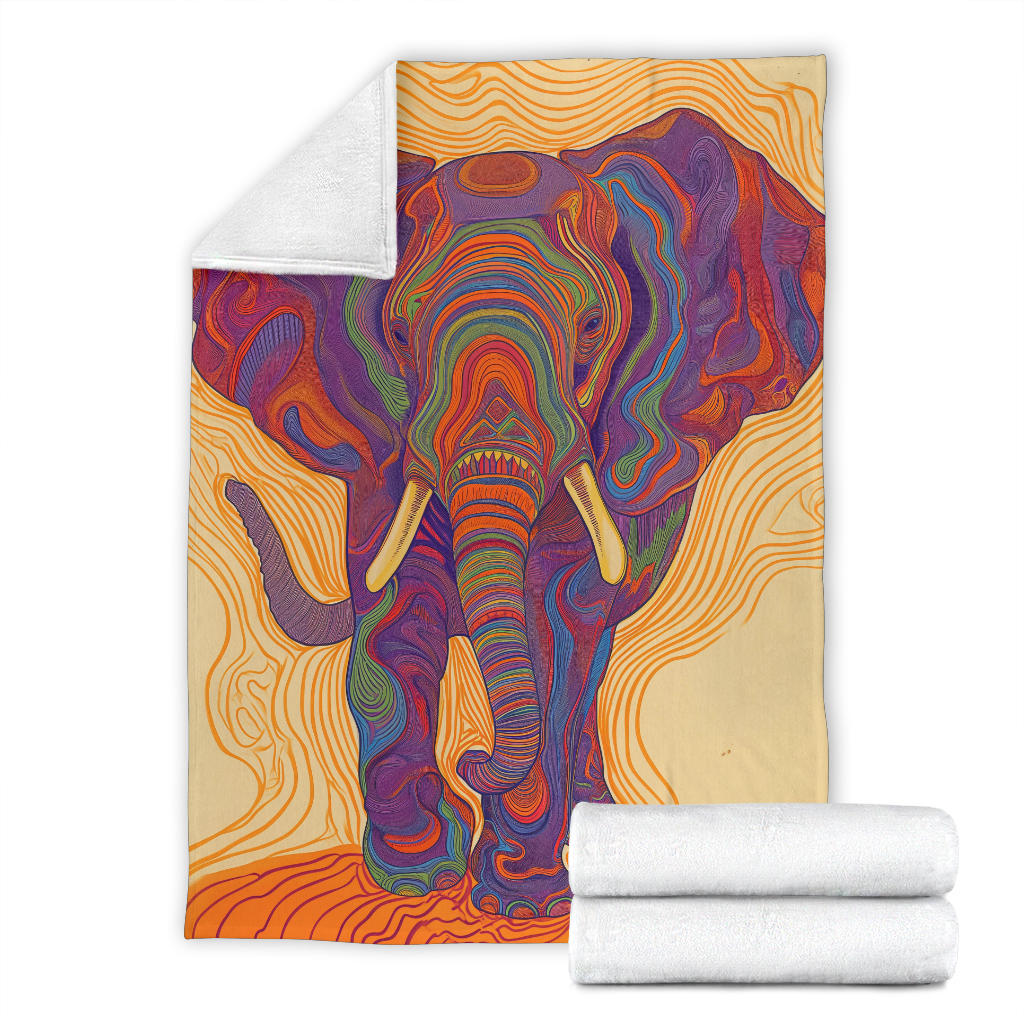 Elephant Blanket, Trippy Psychedelics Elephant Fleece Blanket, Elephant Throw Blanket, Elephant Gifts