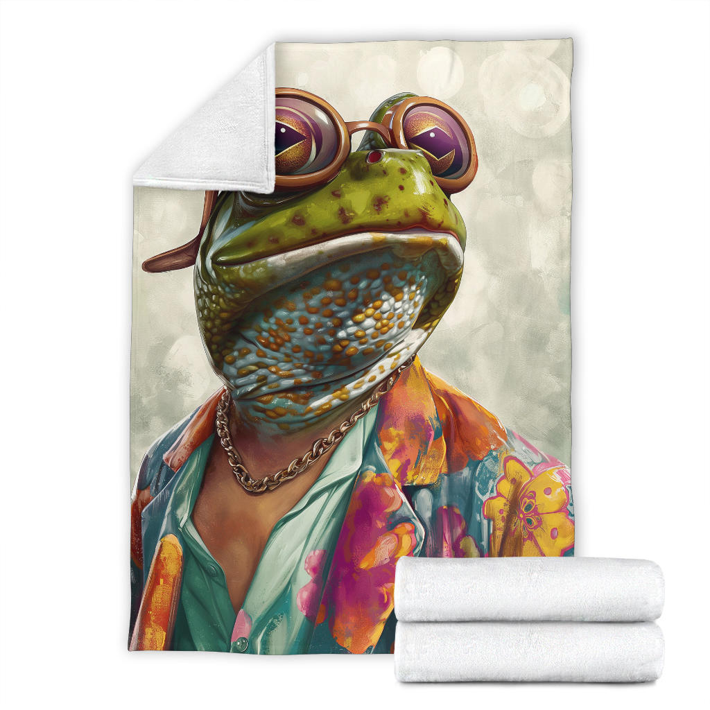 Frog Blanket, Trippy Psychedelics Frog Fleece Blanket, Frog Throw Blanket, Frog Gifts