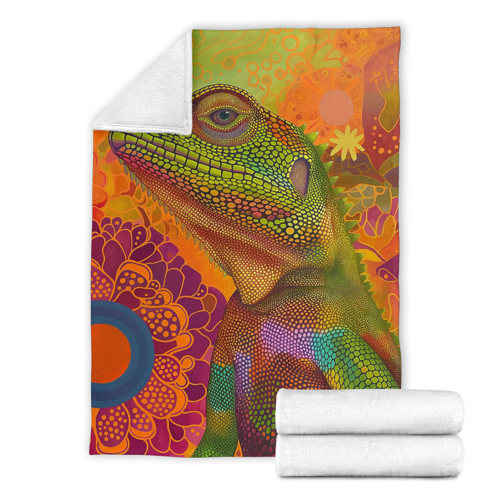 Lizard Blanket, Trippy Psychedelics Lizard Fleece Blanket, Lizard Throw Blanket, Lizard Gifts