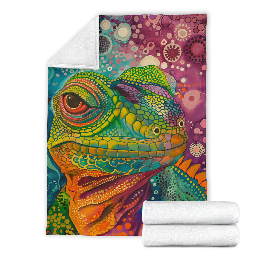 Lizard Blanket, Trippy Psychedelics Lizard Fleece Blanket, Lizard Throw Blanket, Lizard Gifts