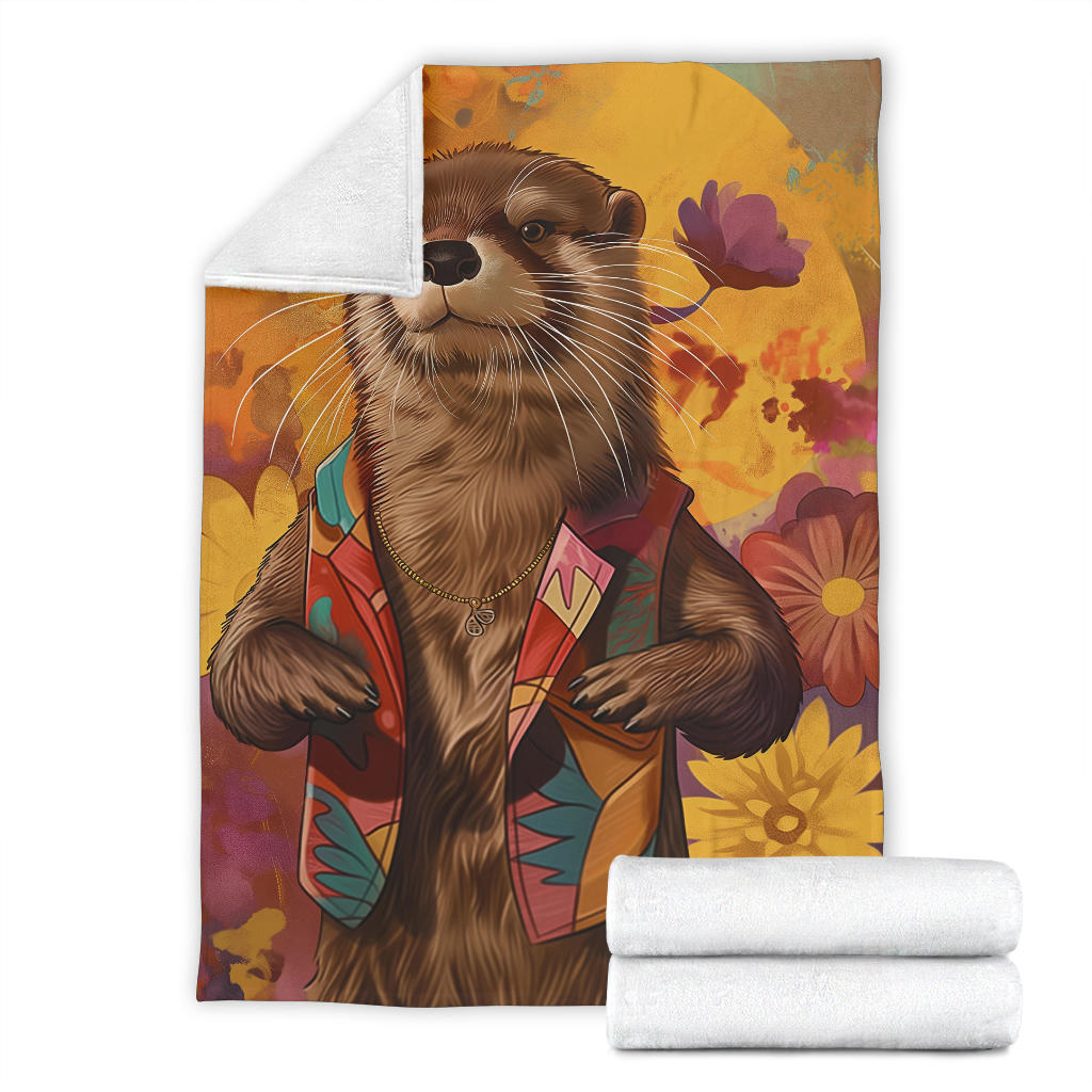 Otter Blanket, Trippy Psychedelics Otter Fleece Blanket, Otter Throw Blanket, Otter Gifts