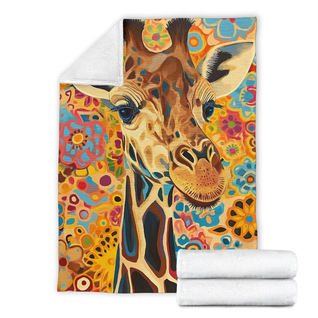 Giraffe Blanket, Trippy Psychedelics Giraffe Fleece Blanket, Giraffe Throw Blanket, Giraffe Gifts