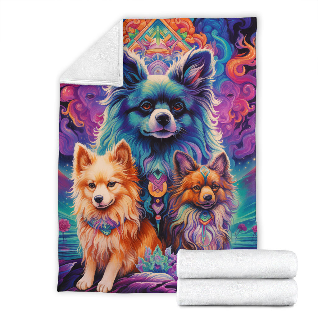 Tibetan Spaniel Blanket, Trippy Psychedelics Tibetan Spaniel Fleece Blanket, Tibetan Spaniel Throw Blanket, Tibetan Spaniel Gifts