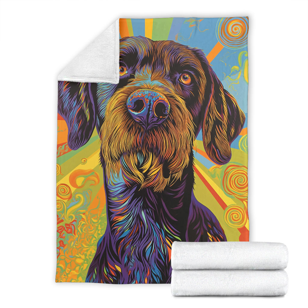 German Wirehaired Pointer Blanket, Trippy Psychedelics German Wirehaired Pointer Fleece Blanket, German Wirehaired Pointer Throw Blanket, German Wirehaired Pointer Gifts