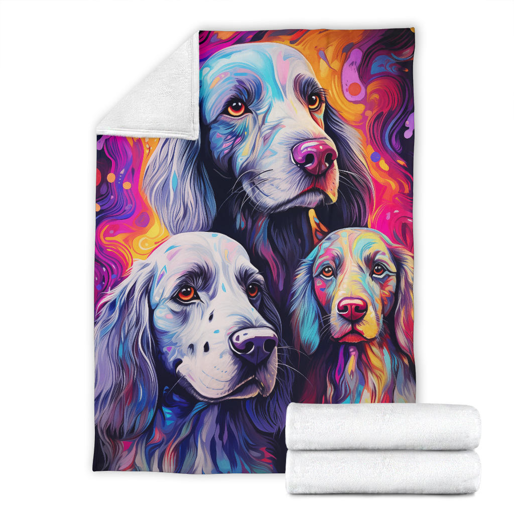 English Setter Blanket, Trippy Psychedelics English Setter Fleece Blanket, English Setter Throw Blanket, English Setter Gifts