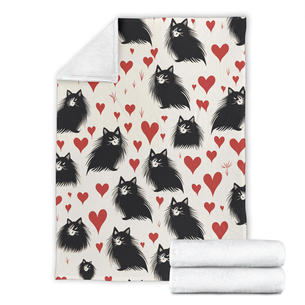 Persian Cat Hearts Blanket