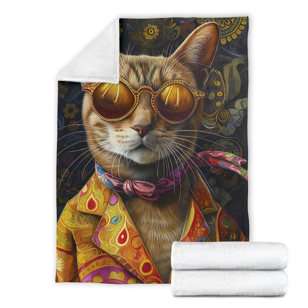 Oriental Cat Blanket, Trippy Psychedelics Oriental Cat Fleece Blanket, Oriental Cat Throw Blanket, Oriental Cat Gifts