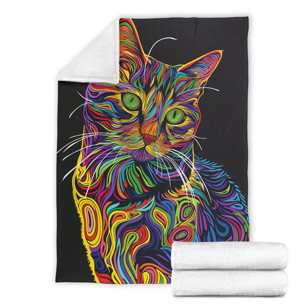 American Shorthair cat Blanket, Trippy Psychedelics American Shorthair cat Fleece Blanket, American Shorthair cat Throw Blanket, American Shorthair cat Gifts