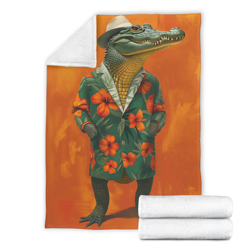 Crocodile Blanket, Trippy Psychedelics Crocodile Fleece Blanket, Crocodile Throw Blanket, Crocodile Gifts