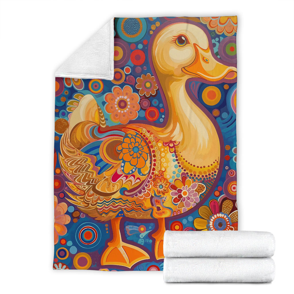 Duck Blanket, Trippy Psychedelics Duck Fleece Blanket, Duck Throw Blanket, Duck Gifts