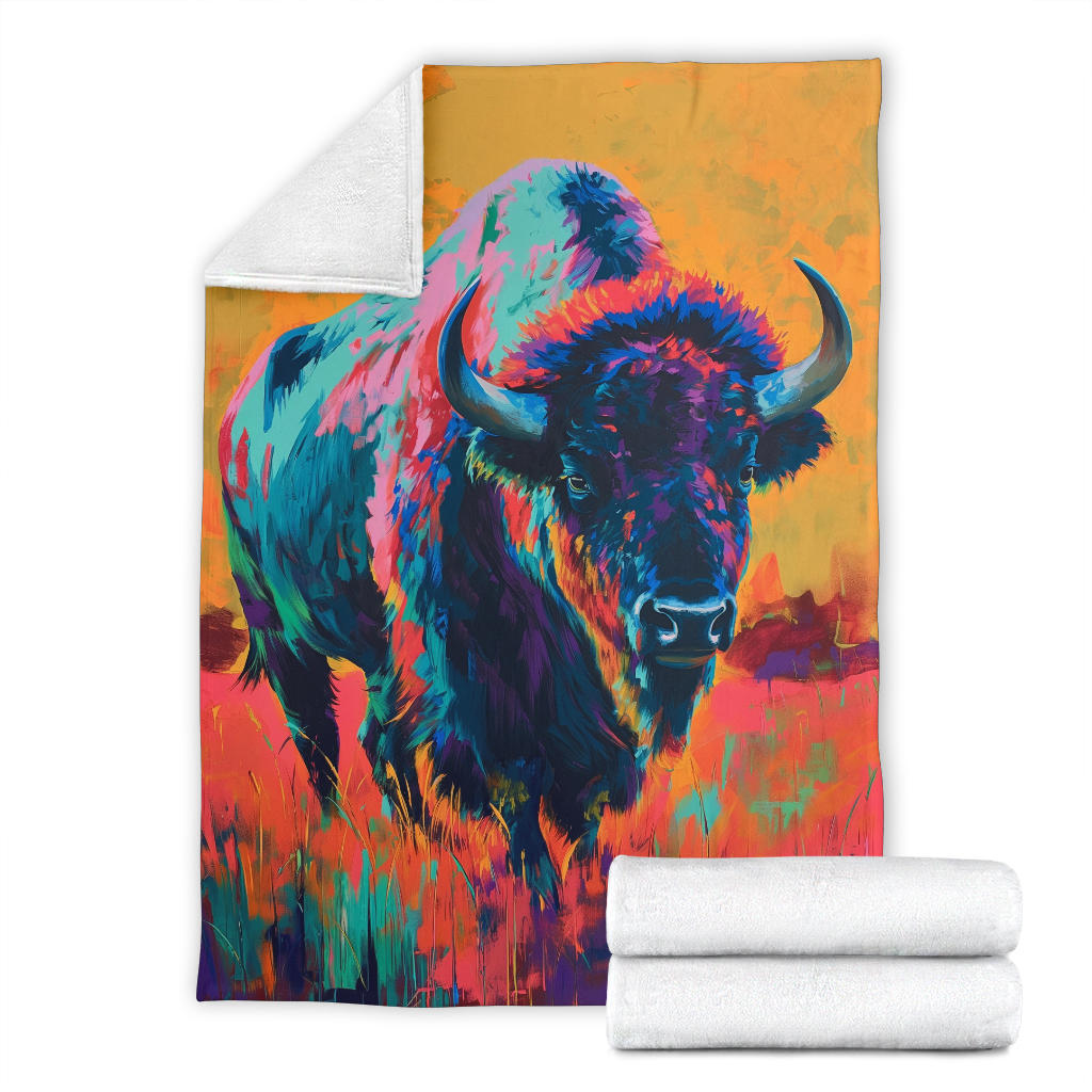 Bison Blanket, Trippy Psychedelics Bison Fleece Blanket, Bison Throw Blanket, Bison Gifts