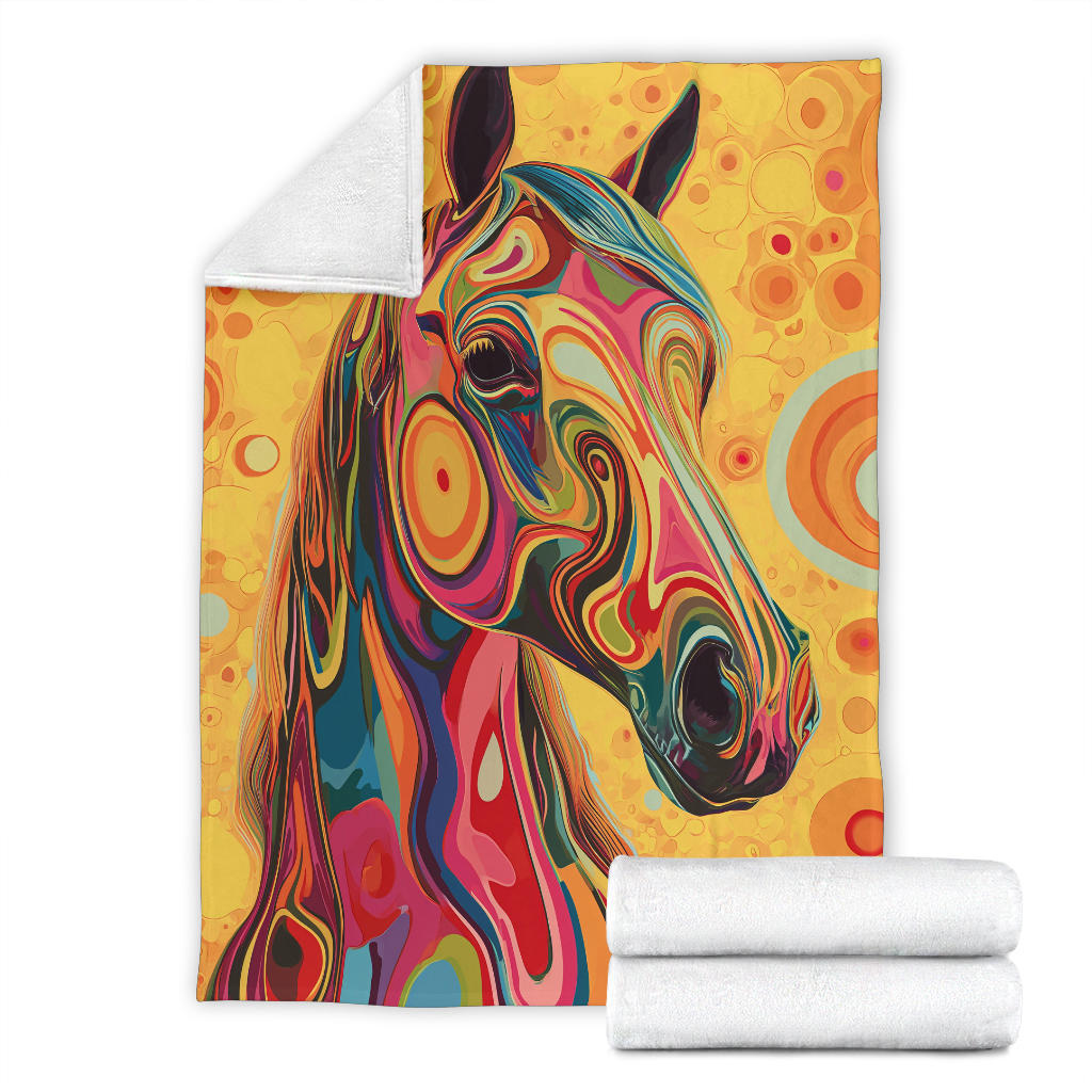 Horse Blanket, Trippy Psychedelics Horse Fleece Blanket, Horse Throw Blanket, Horse Gifts