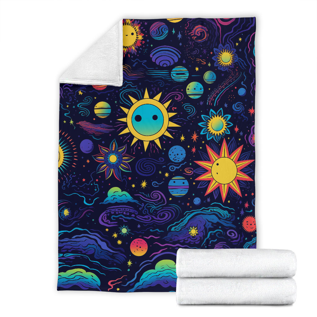 Trippy Psychedelics Stars Blanket, Hippie Gifts, Flower Fild Blanket, Festival Blanket, Rave Blanket, Festival Gifts