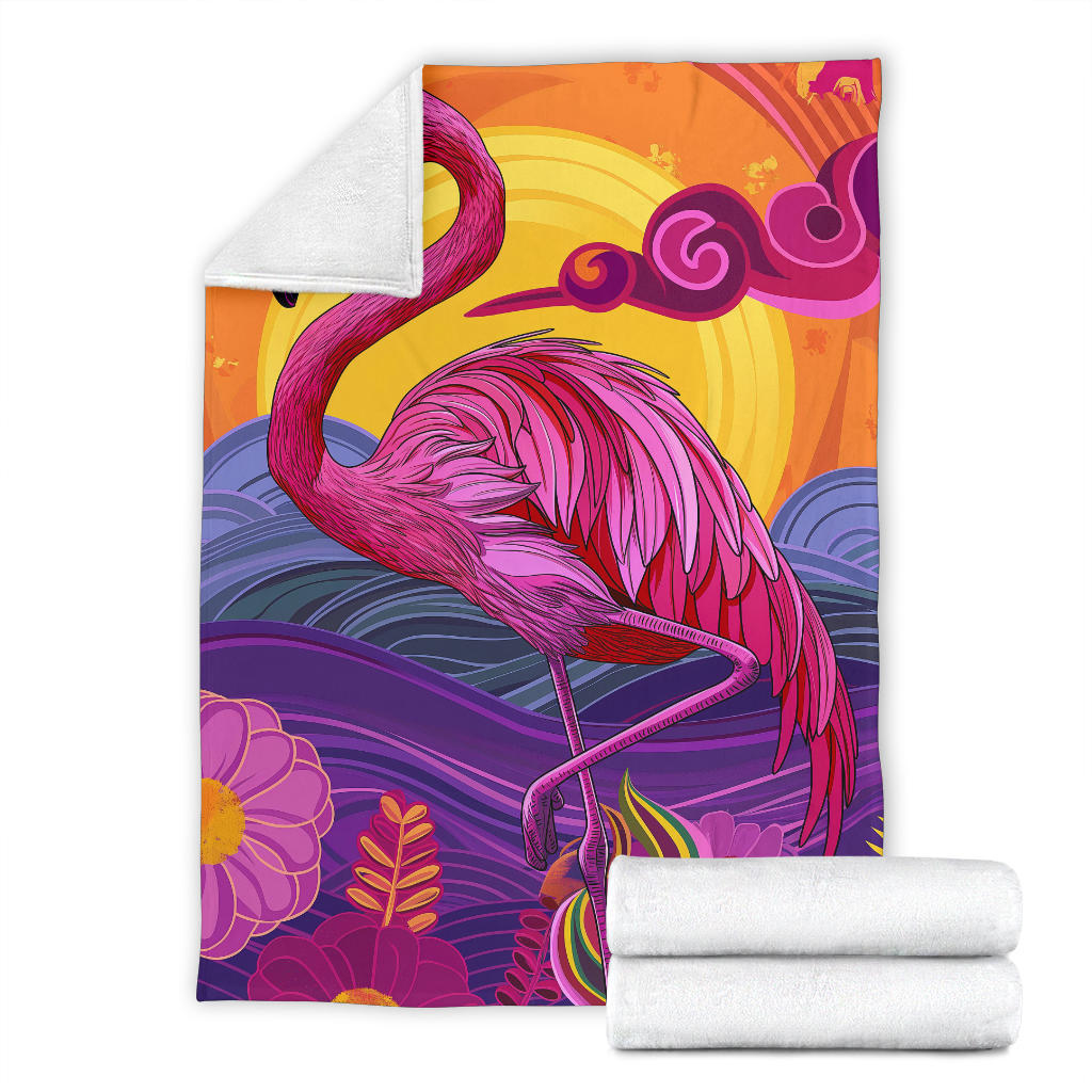 Flamingo Blanket, Trippy Psychedelics Flamingo Fleece Blanket, Flamingo Throw Blanket, Flamingo Gifts