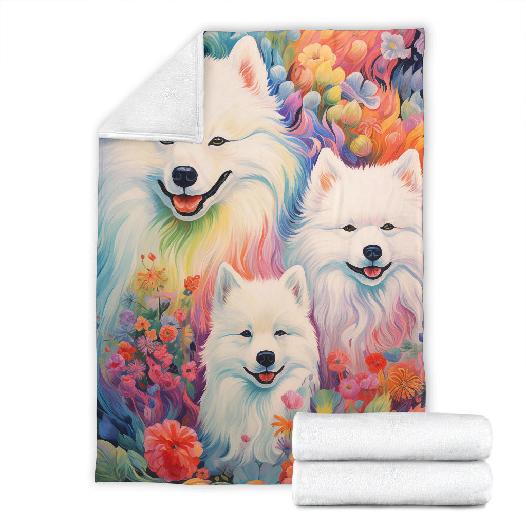 Samoyed Blanket, Trippy Psychedelics Samoyed Fleece Blanket, Samoyed Throw Blanket, Samoyed Gifts