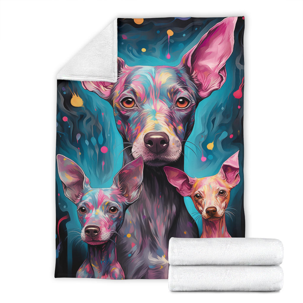 American Hairless Terrier Blanket, Trippy Psychedelics American Hairless Terrier Fleece Blanket, American Hairless Terrier Throw Blanket, American Hairless Terrier Gifts