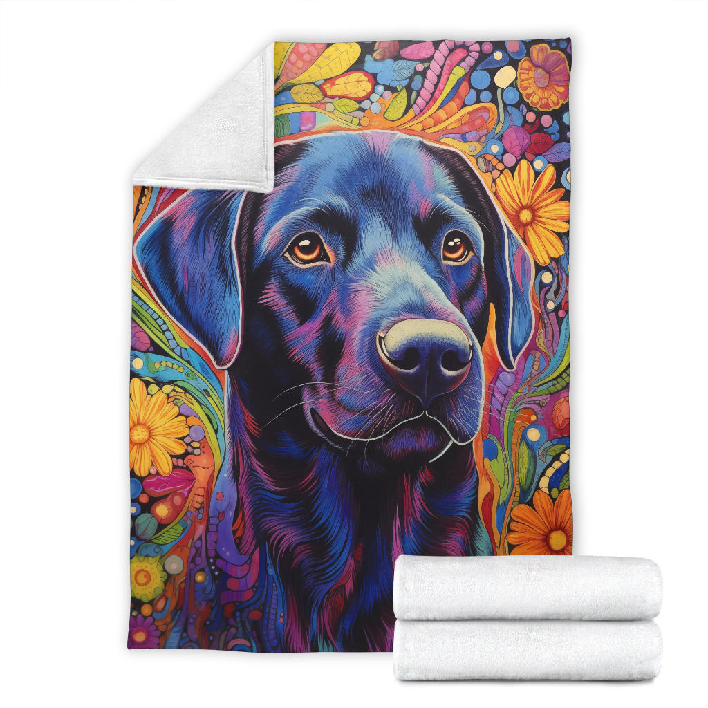 Trippy Psychedelics Labrador Retriever Blanket, Labrador Retriever Throw Blanket, Labrador Retriever Fleece Blanket, Labrador Retriever Gift