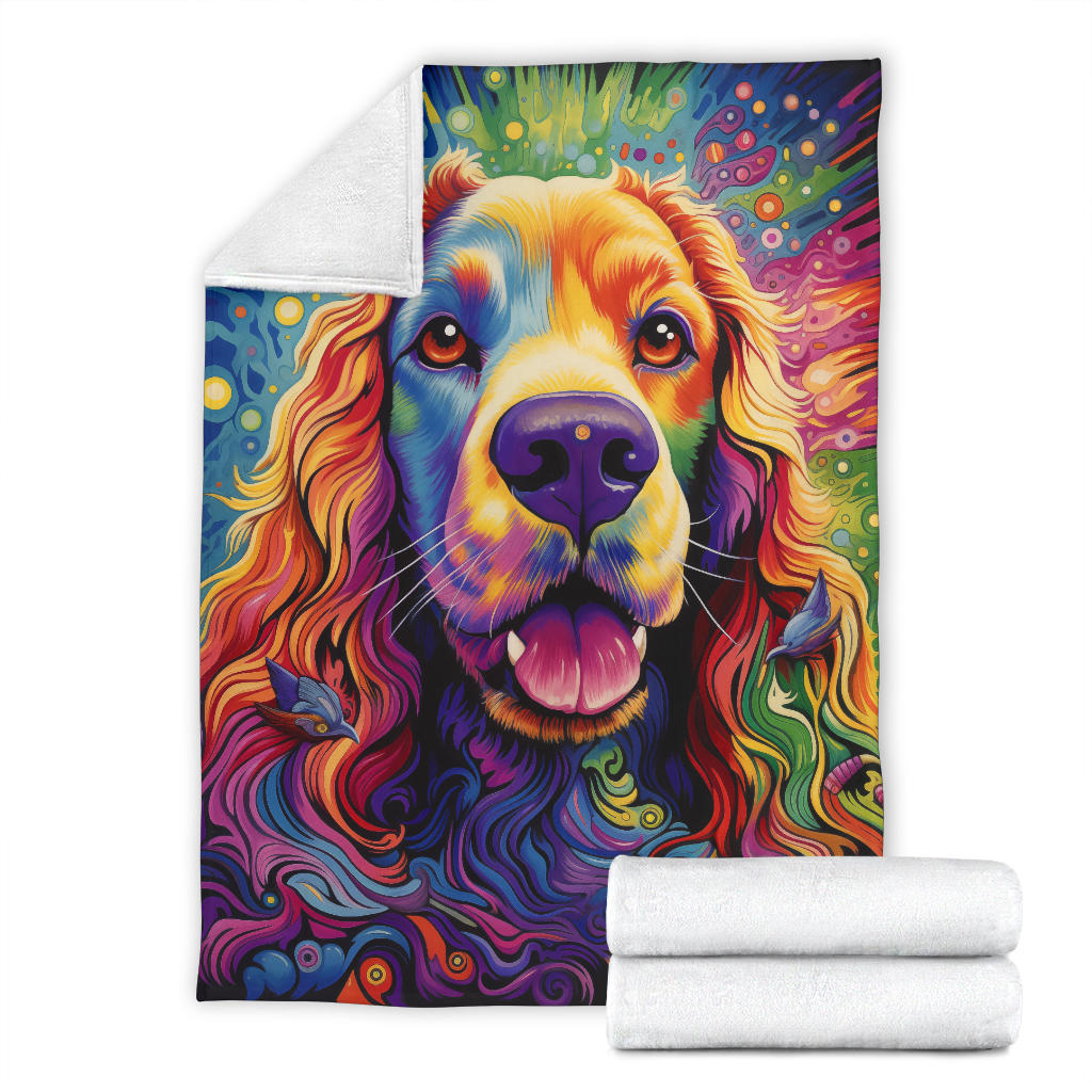 Cocker Spaniel Blanket, Cocker Spaniel Trippy Psychedelics Blanket, Cocker Spaniel Gifts, Cocker Spaniel Throw Blanket